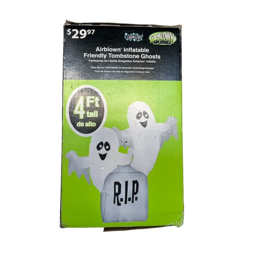 Halloween 4 FT Airblown Inflatable Friendly Tombstone Ghosts‎ Preowned